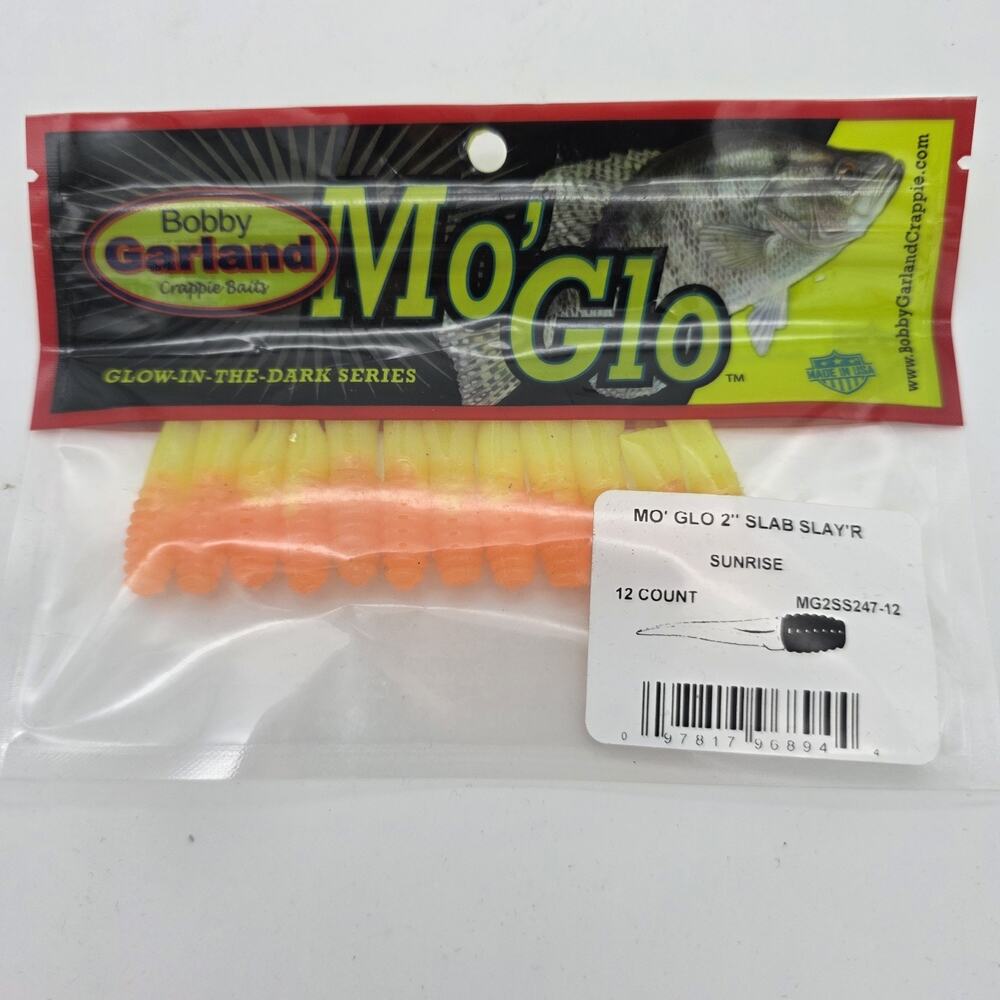 Lot of 6 Bobby Garland Mo’ Glo 2” Slab Slay’R Sunrise Crappie Baits 12 Ct
